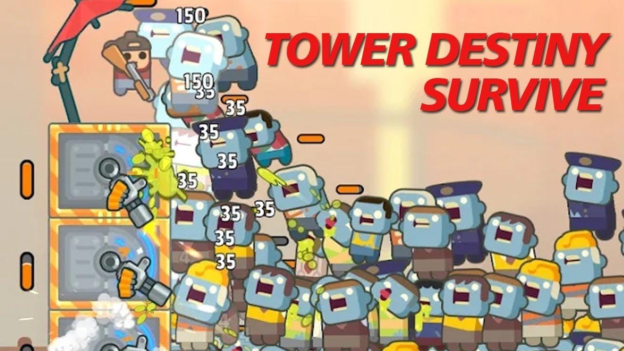 Screenshot of a mobile tower repelling zombies in TDS Tower Destiny Survive